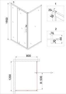 Душевое ограждение NG-0220-08 BLACK (1200х800х1900) Niagara Nova