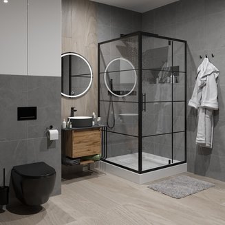 Душевое ограждение NG-0200-08 BLACK (1000х1000х1900) Niagara Nova