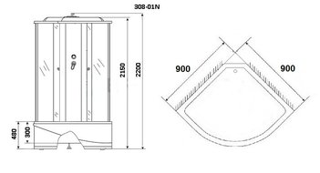 Душевая кабина Niagara Ultra NG-308-01N (900х900х2200)