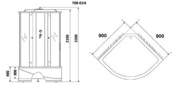 Душевая кабина Niagara Ultra NG-708-01N (900х900х2200)