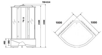 Душевая кабина Niagara Ultra NG-709-01N (1000х1000х2200)