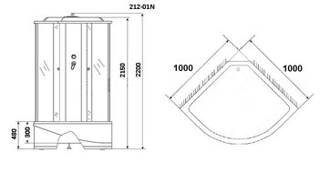 Душевая кабина Niagara Ultra NG-212-01N (1000х1000х2200)