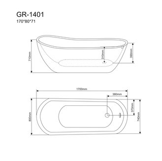 Ванна отдельностоящая GR-1401 (170x80x71) GROSSMAN