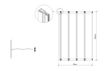 Шторка для ванны GR-107 (80*140) алюминиевый профиль, стекло ПРОЗРАЧНОЕ 4мм