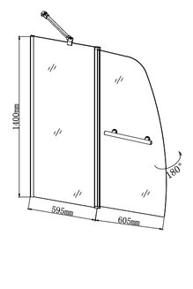 Шторка для ванны GR-100/2 (140*120) алюминиевый профиль, стекло ПРОЗРАЧНОЕ 6мм