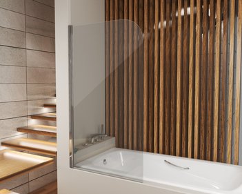 Шторка для ванны GR-100 (140*80) алюминиевый профиль, стекло ПРОЗРАЧНОЕ 6мм