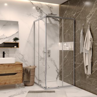 Душевое ограждение GR-8080 Solis (80*80*190) квадрат, двери раздвижные
