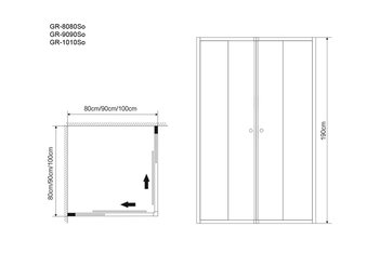 Душевое ограждение GR-8080 Solis (80*80*190) квадрат, двери раздвижные