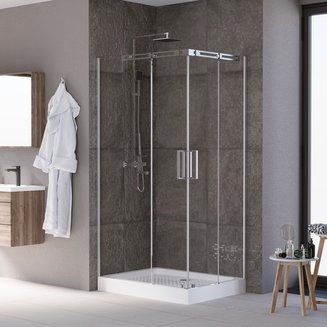 Душевое ограждение GR-3110L Galaxy 110*80*190 прямоугольник, двери раздвижные