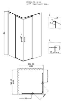Душевое ограждение GR-3100 Galaxy 100*100*190 квадрат, двери раздвижные