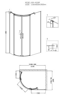 Душевое ограждение GR-4110R Galaxy 110*80*190 двери раздвижные