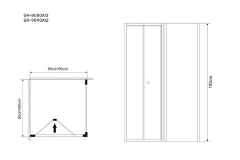 Душевое ограждение GR-8080 Alba2 (80*80*190) квадрат, складывающаяся дверь из двух частей