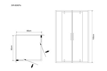 Душевое ограждение GR-8080 Forta (80*80*190) квадрат, двери распашные