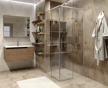 Душевое ограждение GR-8080 Fly (80*80*190) квадрат, двери раздвижные