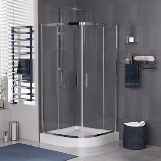 Душевое ограждение GR-0090 Classic 90*90*190 полукруг, двери раздвижные