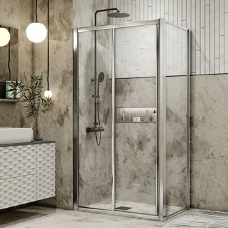 Душевое ограждение GR-1280 Alba (120*80*190) прямоугольник, дверь раздвижная
