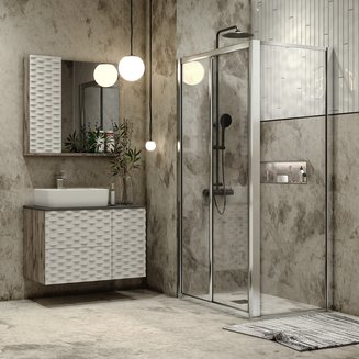 Душевое ограждение GR-1080 Alba (100*80*190) прямоугольник, дверь раздвижная