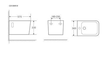 GR-B4414 БИДЕ подвесное БЕЛОЕ 575*360*330