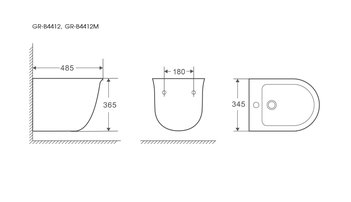 GR-B4412 БИДЕ подвесное БЕЛОЕ 485*345*365