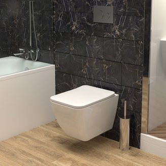 Унитаз GR-4462S (520*360*360) БЕЛЫЙ подвесной БЕЗОБОДКОВЫЙ с тонкой крышкой