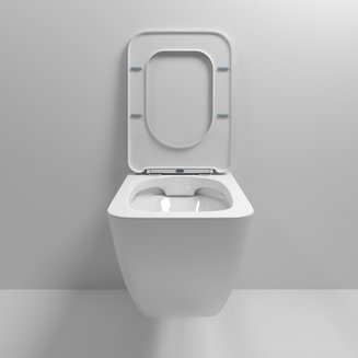 Унитаз GR-4462S (520*360*360) БЕЛЫЙ подвесной БЕЗОБОДКОВЫЙ с тонкой крышкой