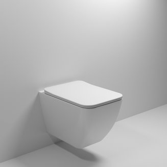 Унитаз GR-4462S (520*360*360) БЕЛЫЙ подвесной БЕЗОБОДКОВЫЙ с тонкой крышкой