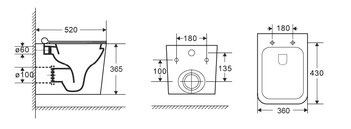 Унитаз GR-4462S (520*360*360) БЕЛЫЙ подвесной БЕЗОБОДКОВЫЙ с тонкой крышкой