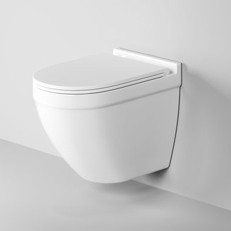 Унитаз GR-4483S (520*360*410) БЕЛЫЙ подвесной БЕЗОБОДКОВЫЙ с тонкой крышкой