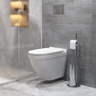 Унитаз GR-4483S (520*360*410) БЕЛЫЙ подвесной БЕЗОБОДКОВЫЙ с тонкой крышкой