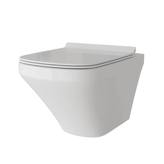 Унитаз GR-4440S (540*370*365) БЕЛЫЙ подвесной БЕЗОБОДКОВЫЙ с тонкой крышкой