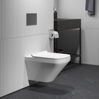 Унитаз GR-4440S (540*370*365) БЕЛЫЙ подвесной БЕЗОБОДКОВЫЙ с тонкой крышкой