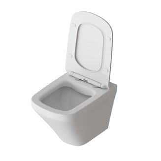 Унитаз GR-4440S (540*370*365) БЕЛЫЙ подвесной БЕЗОБОДКОВЫЙ с тонкой крышкой