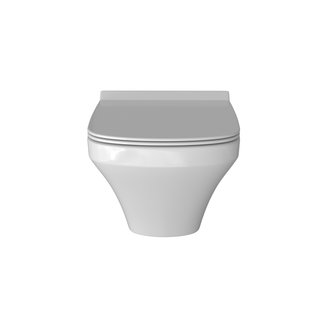 Унитаз GR-4440S (540*370*365) БЕЛЫЙ подвесной БЕЗОБОДКОВЫЙ с тонкой крышкой