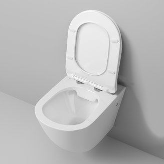 Унитаз GR-4411S (560*360*350) подвесной БЕЗОБОДКОВЫЙ с тонкой крышкой