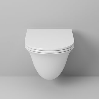 Унитаз GR-4412S (485*360*360) подвесной БЕЗОБОДКОВЫЙ с тонкой крышкой