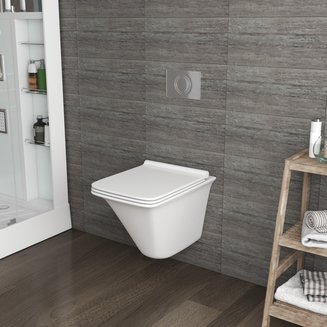 Унитаз GR-4413S (510*355*370) подвесной БЕЗОБОДКОВЫЙ с тонкой крышкой