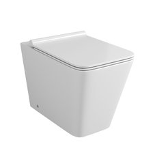 Унитаз GR-PR4414S (600*355*410) БЕЛЫЙ приставной БЕЗОБОДКОВЫЙ с тонкой крышкой