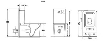 Унитаз GR-4445S (640*360*830) напольный с тонкой крышкой