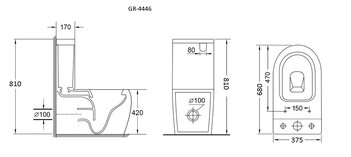 Унитаз GR-4446S (680*375*810) напольный с тонкой крышкой