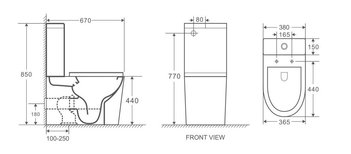 Унитаз GR-4449BMS (670*380*850) ЧЕРНЫЙ МАТОВЫЙ напольный БЕЗОБОДКОВЫЙ с тонкой крышкой