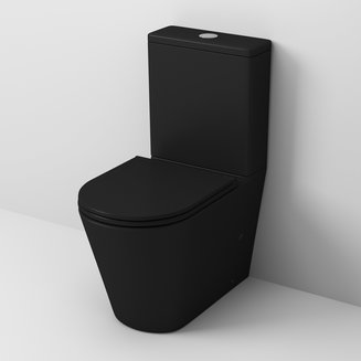 Унитаз GR-4449BMS (670*380*850) ЧЕРНЫЙ МАТОВЫЙ напольный БЕЗОБОДКОВЫЙ с тонкой крышкой