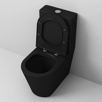 Унитаз GR-4449BMS (670*380*850) ЧЕРНЫЙ МАТОВЫЙ напольный БЕЗОБОДКОВЫЙ с тонкой крышкой