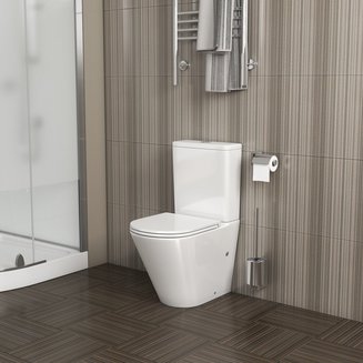 Унитаз GR-4450S (605*380*825) напольный БЕЗОБОДКОВЫЙ с тонкой крышкой