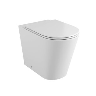 Унитаз GR-PR4450S (575*370*430) БЕЛЫЙ приставной БЕЗОБОДКОВЫЙ с тонкой крышкой