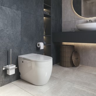 Унитаз GR-PR-5502 impuls (570*360*450) БЕЛЫЙ напольный с тонкой крышкой