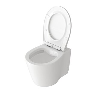 Унитаз GR-4459S (495*365*360) БЕЛЫЙ подвесной БЕЗОБОДКОВЫЙ с тонкой крышкой