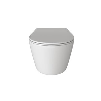 Унитаз GR-4459S (495*365*360) БЕЛЫЙ подвесной БЕЗОБОДКОВЫЙ с тонкой крышкой