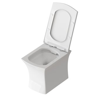 Унитаз GR-4461S (510*350*360) БЕЛЫЙ подвесной БЕЗОБОДКОВЫЙ с тонкой крышкой