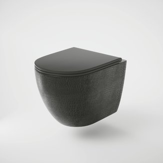 Унитаз GR-4455BBLS (480*365*370) ЧЕРНЫЙ подвесной БЕЗОБОДКОВЫЙ с тонкой крышкой