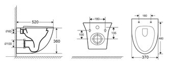 Унитаз GR-4456S (520*360*370) БЕЛЫЙ подвесной БЕЗОБОДКОВЫЙ с тонкой крышкой